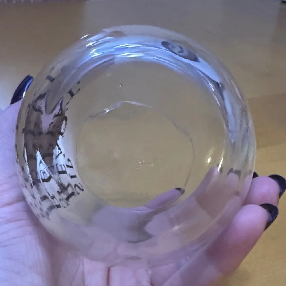 Clear Glass with Black Text
